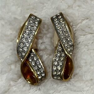 Elegant Gold and Silver Crystal Earrings